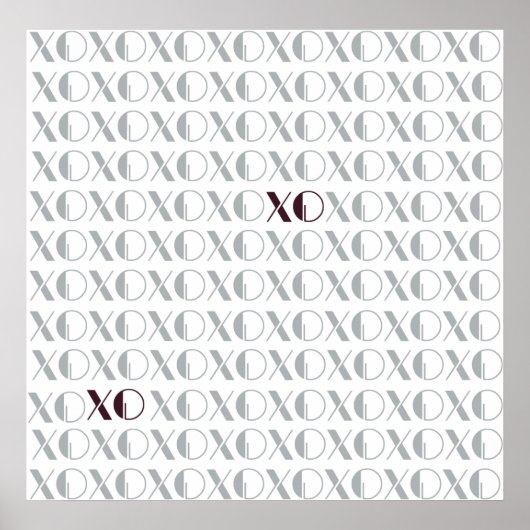 Grijs en Rood XOXO Poster (Voorkant)