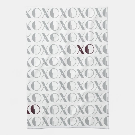 Grijs en Rood XOXO Theedoek (Verticaal)