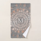 Grijs en Roos goud | Mandala Monogram Bad Handdoek (Handdoek)