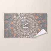 Grijs en Roos goud | Mandala Monogram Bad Handdoek (Handdoek)