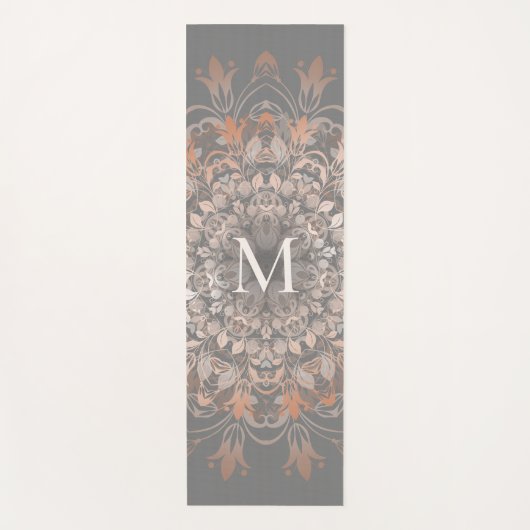 Grijs en Roos goud | Mandala Monogram Yogamat (Voorkant)