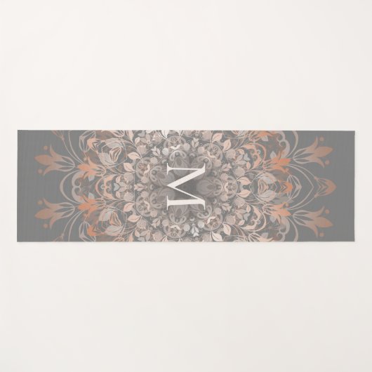 Grijs en Roos goud | Mandala Monogram Yogamat (Voorkant (horizontaal))