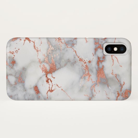 Grijs en roos goud marmeren steen effect Case-Mate iPhone case (Achterkant (horizontaal))