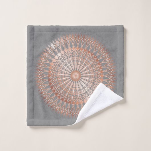 Grijs en Roos goud | Modern Mandala Bad Handdoek (Wasdoekje)