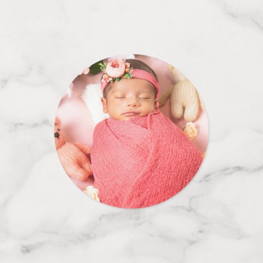 Grijs en roze 30e THREEOH! Fotoverjarig Confetti (Kleine voorkant)