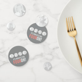 Grijs en roze 40e VIERROH! 4 foto's verjaardag Confetti