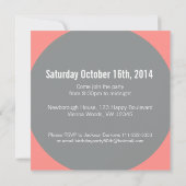 Grijs en roze 50ste FIVEOH! Fotoverjaardagsuitnodi Kaart (Achterkant)