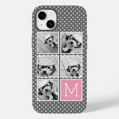 Grijs en Roze 5 Foto Collage met Monogram Case-Mate iPhone Case (Achterkant)