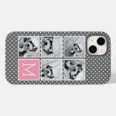 Grijs en Roze 5 Foto Collage met Monogram Case-Mate iPhone Case (Achterkant (horizontaal))