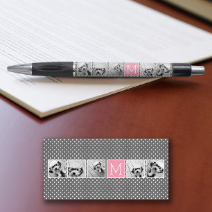 Grijs en Roze 5 Foto Collage met Monogram Pen