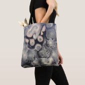 Grijs en roze abstracte illustraties tote bag (Dichtbij)