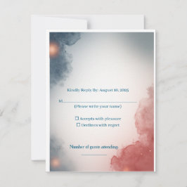 Grijs en Roze Antwoordkaart met Ruimtedesign RSVP Kaartje