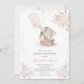 Grijs en roze Baby shower Kaart (Voorkant)