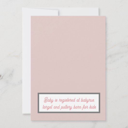 Grijs en roze Baby shower van de muis Kaart (Achterkant)