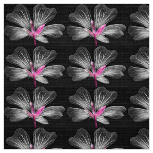 Grijs en Roze Bloem Stof (Swatch)