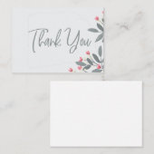 Grijs en Roze Bloemen Vlakke Nota Kaart Notitiekaartje (Voorkant / Achterkant)