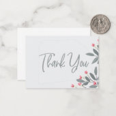 Grijs en Roze Bloemen Vlakke Nota Kaart Notitiekaartje (Voorkant / Achterkant in situ)