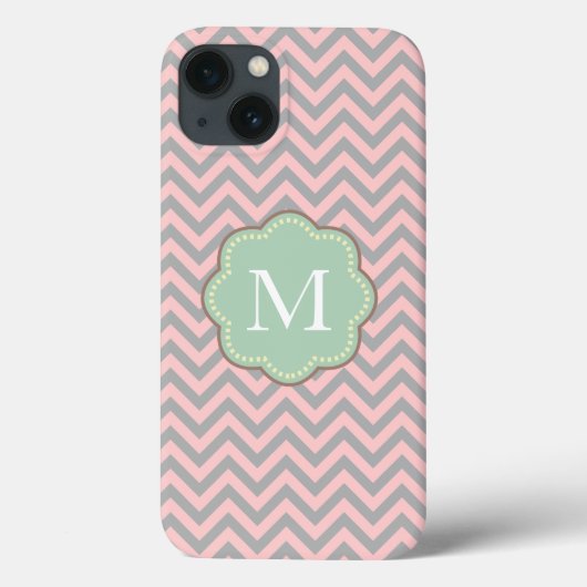 Grijs en Roze Chevron Case-Mate iPhone Case (Achterkant)