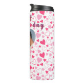 Grijs en roze esthetische Valentijnsdag Foto Thermosbeker (Geroteerd rechts)