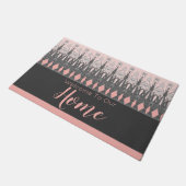 Grijs en roze Floral Deurmat (Schuin)