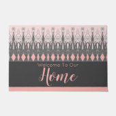 Grijs en roze Floral Deurmat (Voorkant)