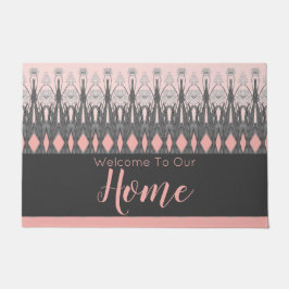 Grijs en roze Floral Deurmat