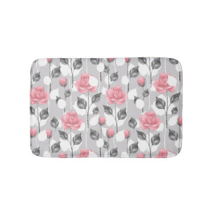 Grijs en roze. Floral patroon Badmat