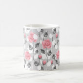 Grijs en roze. Floral patroon Koffiemok (Center)