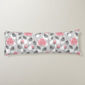 Grijs en roze. Floral patroon Lichaamskussen (Achterkant)