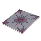 Grijs en Roze Floral patroon Tegeltje (Zijkant)