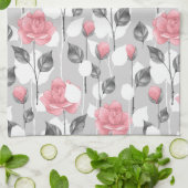 Grijs en roze. Floral patroon Theedoek (Gevouwen)