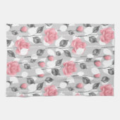 Grijs en roze. Floral patroon Theedoek (Horizontaal)