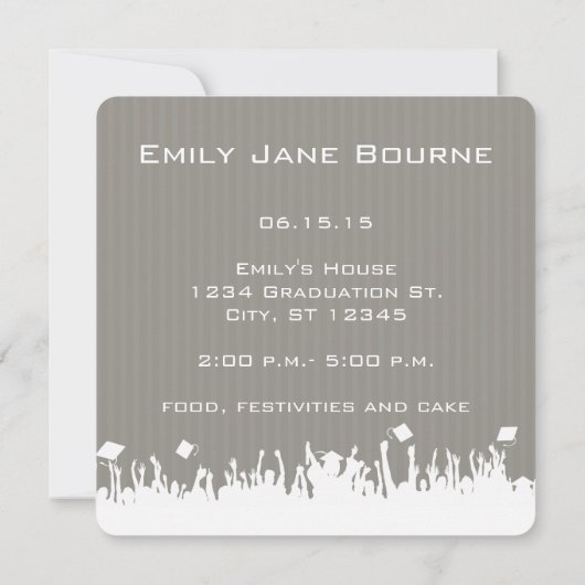 Grijs en Roze Fuchsai Hoger Afbeelding Klasse Aankondiging (Achterkant)