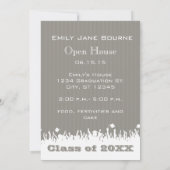 Grijs en Roze Fuchsai Hoger Afbeelding Klasse Aankondiging (Achterkant)