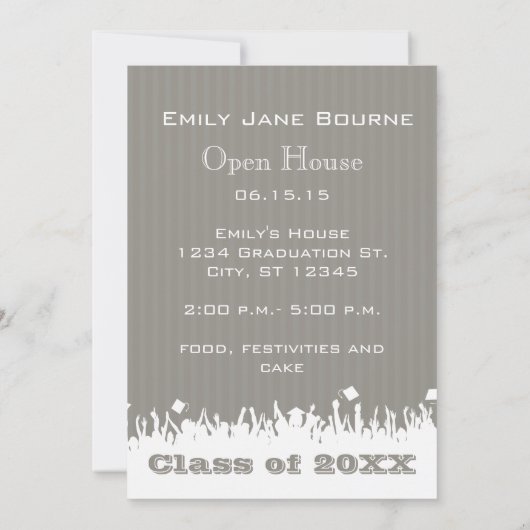 Grijs en Roze Fuchsai Hoger Afbeelding Klasse Aankondiging (Achterkant)