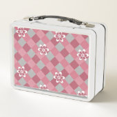 Grijs en roze geruit met kamillebloemen (Achterkant)