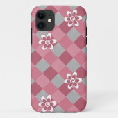 Grijs en roze geruit met kamillebloemen Case-Mate iPhone case (Achterkant)
