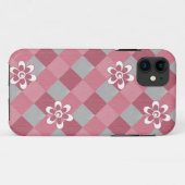 Grijs en roze geruit met kamillebloemen Case-Mate iPhone case (Achterkant (horizontaal))