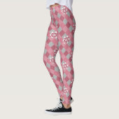 Grijs en roze geruit met kamillebloemen leggings (Links)