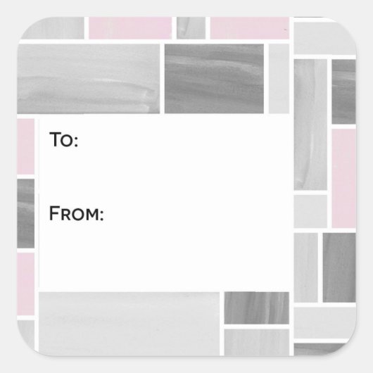 Grijs en Roze Glas in lood Gift Label Stickers (Voorkant)