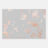 Grijs en roze goud marmer look inpakpapier vel (Voorkant 3)