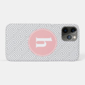 Grijs en Roze Grieks Zeer belangrijk Monogram van  Case-Mate iPhone Case (Achterkant (horizontaal))