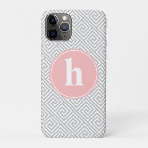 Grijs en Roze Grieks Zeer belangrijk Monogram van  Case-Mate iPhone Case