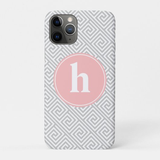 Grijs en Roze Grieks Zeer belangrijk Monogram van  Case-Mate iPhone Case (Achterkant)