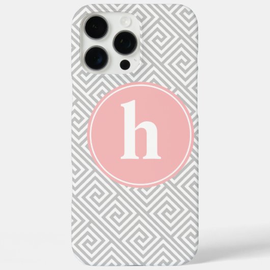Grijs en Roze Grieks Zeer belangrijk Monogram van  Case-Mate iPhone Case (Achterkant)