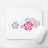 Grijs en Roze Hibiscus design Muismat (Met muis)