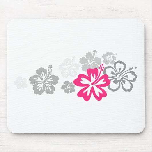 Grijs en Roze Hibiscus design Muismat (Voorkant)