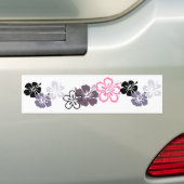 grijs en roze hibiscus Hawaiian thema Bumpersticker (Op auto)