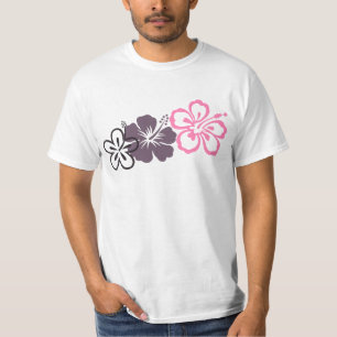 grijs en roze hibiscus Hawaiian thema T-shirt