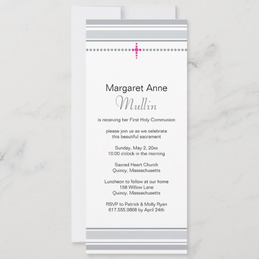 Grijs en Roze Kruis Eerste Uitnodiging van de Geme (Voorkant)